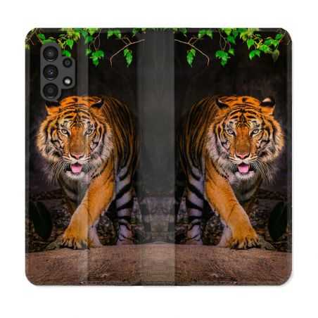 Housse Cuir Portefeuille pour Samsung Galaxy A13 4G Animal Tigre Jungle