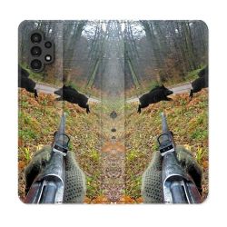 Housse Cuir Portefeuille pour Samsung Galaxy A13 4G Chasse Vision Tir