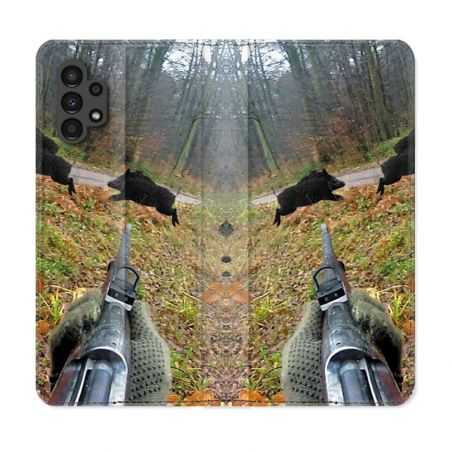 Housse Cuir Portefeuille pour Samsung Galaxy A13 4G Chasse Vision Tir