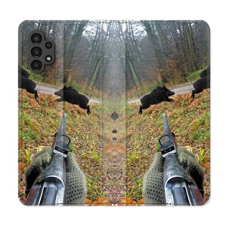 Housse Cuir Portefeuille pour Samsung Galaxy A13 4G Chasse Vision Tir