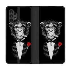 Housse Cuir Portefeuille pour Samsung Galaxy A13 4G Decale Singe Mafia