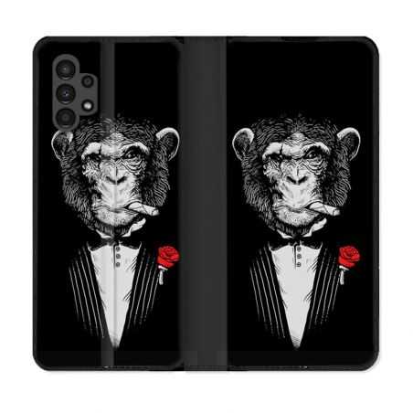 Housse Cuir Portefeuille pour Samsung Galaxy A13 4G Decale Singe Mafia