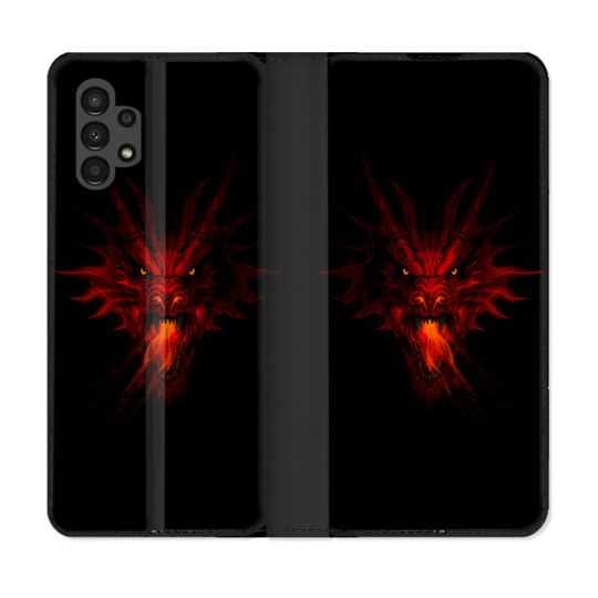 Housse Cuir Portefeuille pour Samsung Galaxy A13 4G Fantastique Dragon Feu