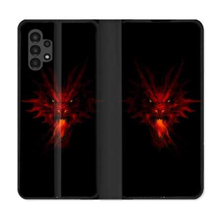 Housse Cuir Portefeuille pour Samsung Galaxy A13 4G Fantastique Dragon Feu