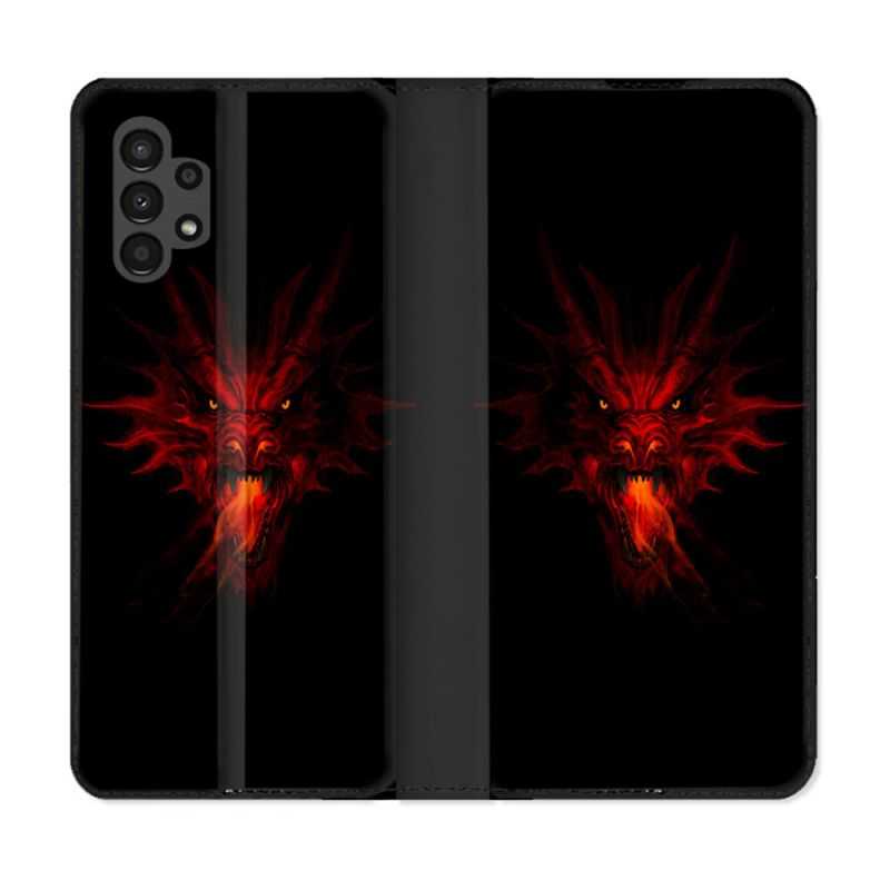 Housse Cuir Portefeuille pour Samsung Galaxy A13 4G Fantastique Dragon Feu