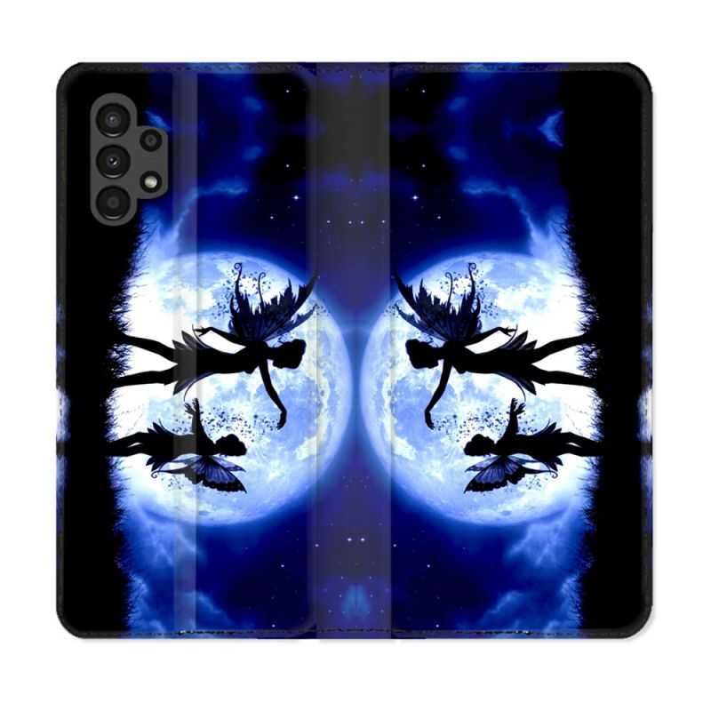Housse Cuir Portefeuille pour Samsung Galaxy A13 4G Fantastique Fee Lune