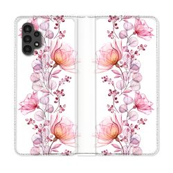 Housse Cuir Portefeuille pour Samsung Galaxy A13 4G Fleur Eclosion