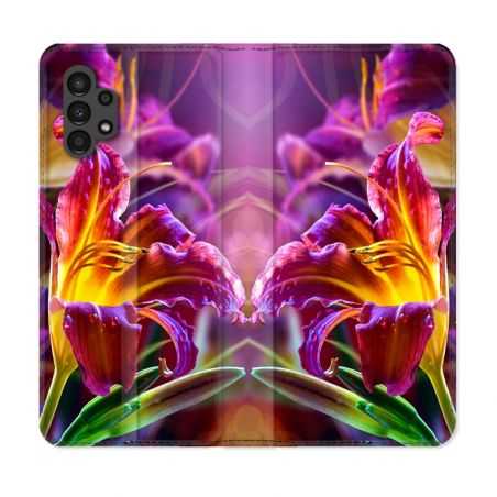 Housse Cuir Portefeuille pour Samsung Galaxy A13 4G Fleur Lys Color