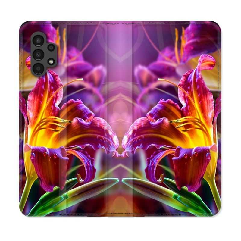 Housse Cuir Portefeuille pour Samsung Galaxy A13 4G Fleur Lys Color