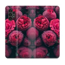 Housse Cuir Portefeuille pour Samsung Galaxy A13 4G Fleur Pivoine