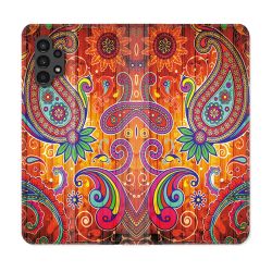 Housse Cuir Portefeuille pour Samsung Galaxy A13 4G Fleur Psychedelic