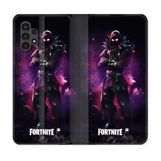 Housse Cuir Portefeuille pour Samsung Galaxy A13 4G Fortnite Raven
