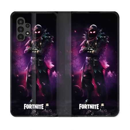 Housse Cuir Portefeuille pour Samsung Galaxy A13 4G Fortnite Raven