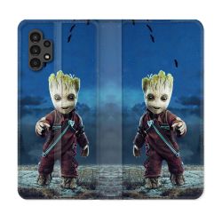 Housse Cuir Portefeuille pour Samsung Galaxy A13 4G Groot Bleu