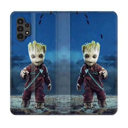 Housse Cuir Portefeuille pour Samsung Galaxy A13 4G Groot Bleu