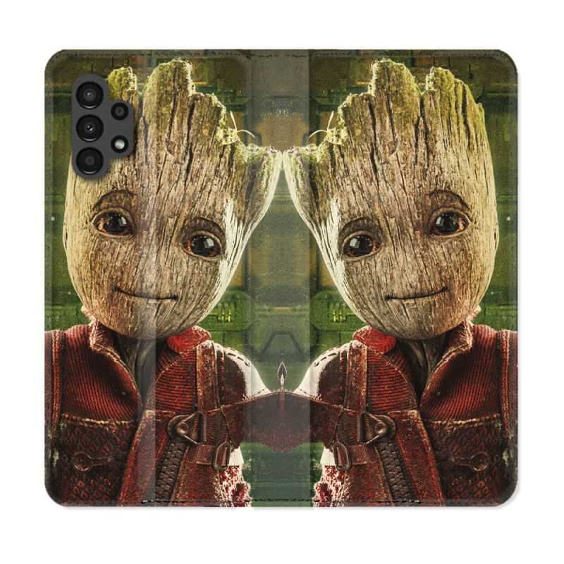 Housse Cuir Portefeuille pour Samsung Galaxy A13 4G Groot Vert