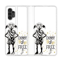 Housse Cuir Portefeuille pour Samsung Galaxy A13 4G Harry Potter Dobby Free Blanc