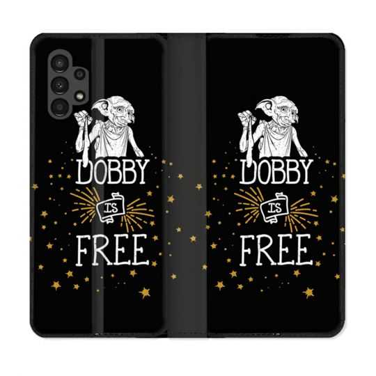 Housse Cuir Portefeuille pour Samsung Galaxy A13 4G Harry Potter Dobby Free Noir