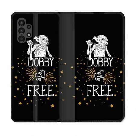 Housse Cuir Portefeuille pour Samsung Galaxy A13 4G Harry Potter Dobby Free Noir