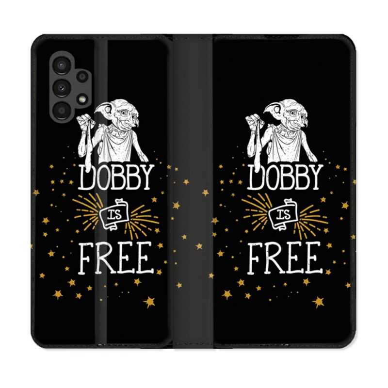 Housse Cuir Portefeuille pour Samsung Galaxy A13 4G Harry Potter Dobby Free Noir