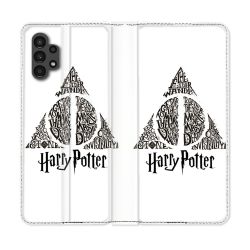 Housse Cuir Portefeuille pour Samsung Galaxy A13 4G Harry Potter Hollows triangle Blanc