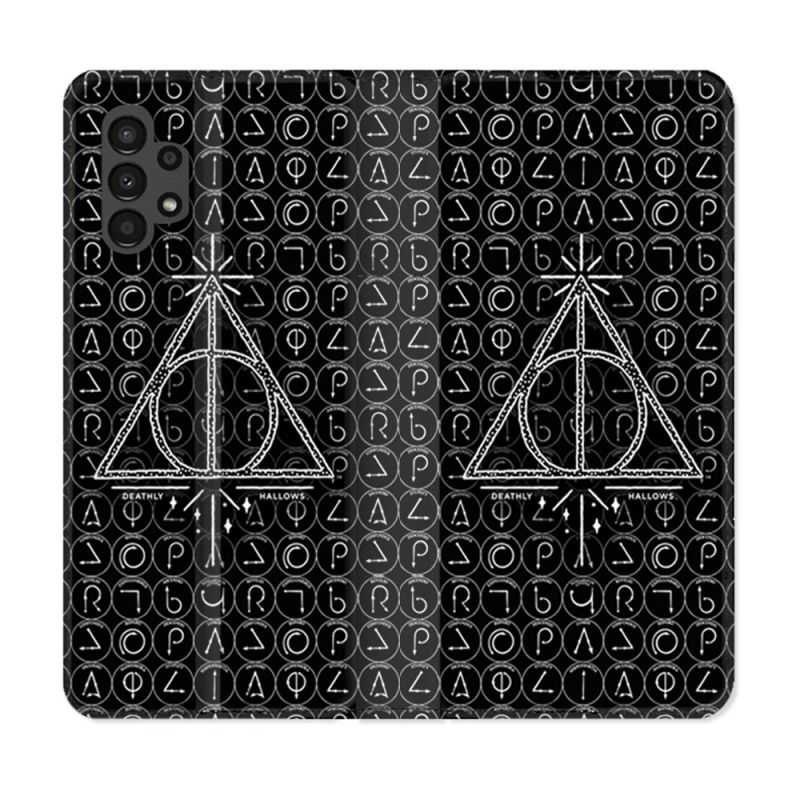 Housse Cuir Portefeuille pour Samsung Galaxy A13 4G Harry Potter Hollows Triangle Noir