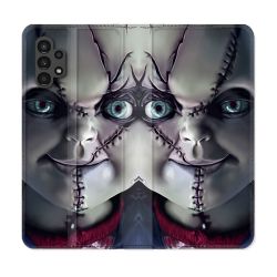 Housse Cuir Portefeuille pour Samsung Galaxy A13 4G Horreur Chucky Cicatrice