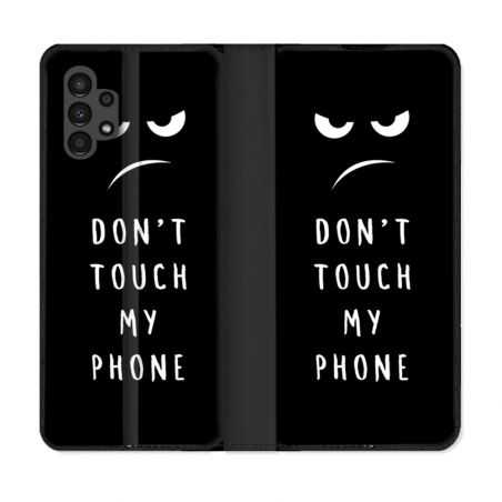 Housse Cuir Portefeuille pour Samsung Galaxy A13 4G Humour Don't Touch