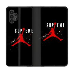 Housse Cuir Portefeuille pour Samsung Galaxy A13 4G Jordan Supreme Noir