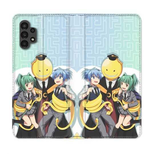 Housse Cuir Portefeuille pour Samsung Galaxy A13 4G Manga Assassination Classroom Kuro Trio