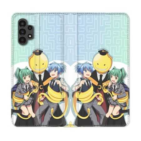 Housse Cuir Portefeuille pour Samsung Galaxy A13 4G Manga Assassination Classroom Kuro Trio