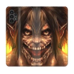 Housse Cuir Portefeuille pour Samsung Galaxy A13 4G Manga Attaque Titans Eren Titan