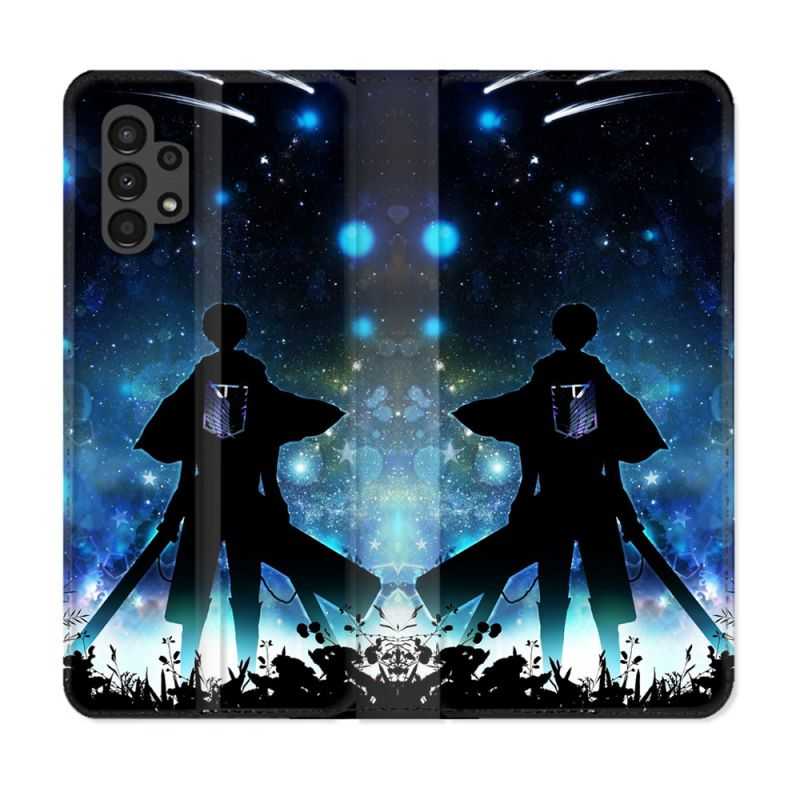 Housse Cuir Portefeuille pour Samsung Galaxy A13 4G Manga Attaque Titans Levi