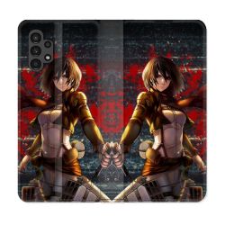 Housse Cuir Portefeuille pour Samsung Galaxy A13 4G Manga Attaque Titans Mikasa