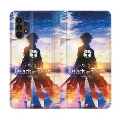 Housse Cuir Portefeuille pour Samsung Galaxy A13 4G Manga Attaque Titans Soleil