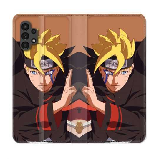 Housse Cuir Portefeuille pour Samsung Galaxy A13 4G Manga Boruto Signe