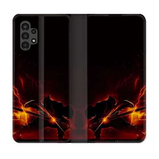 Housse Cuir Portefeuille pour Samsung Galaxy A13 4G Manga Demon Slayer Electric