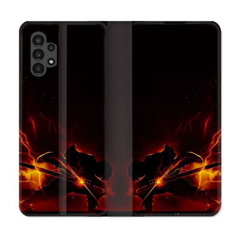 Housse Cuir Portefeuille pour Samsung Galaxy A13 4G Manga Demon Slayer Electric