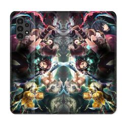Housse Cuir Portefeuille pour Samsung Galaxy A13 4G Manga Demon Slayer Groupe