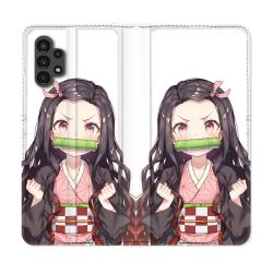 Housse Cuir Portefeuille pour Samsung Galaxy A13 4G Manga Demon Slayer Nezuko