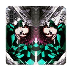 Housse Cuir Portefeuille pour Samsung Galaxy A13 4G Manga Demon Slayer Tanjiro