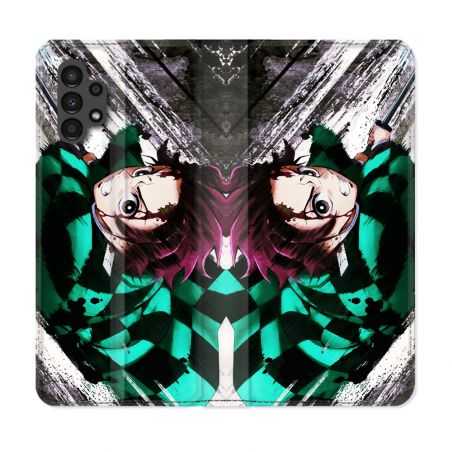 Housse Cuir Portefeuille pour Samsung Galaxy A13 4G Manga Demon Slayer Tanjiro