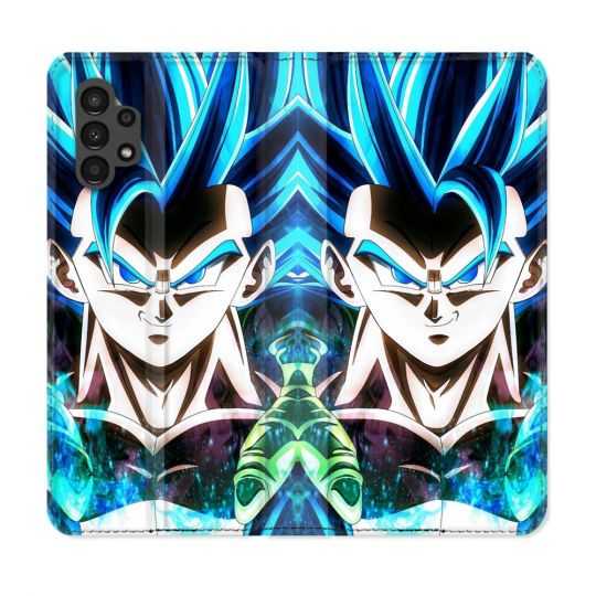 Housse Cuir Portefeuille pour Samsung Galaxy A13 4G Manga Dragon Ball Gogeta Visage