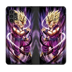 Housse Cuir Portefeuille pour Samsung Galaxy A13 4G Manga Dragon Ball Sangohan Violet