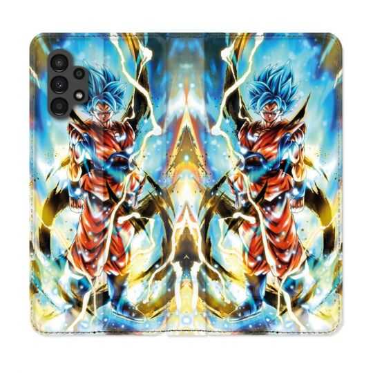 Housse Cuir Portefeuille pour Samsung Galaxy A13 4G Manga Dragon Ball Sangoku Blanc