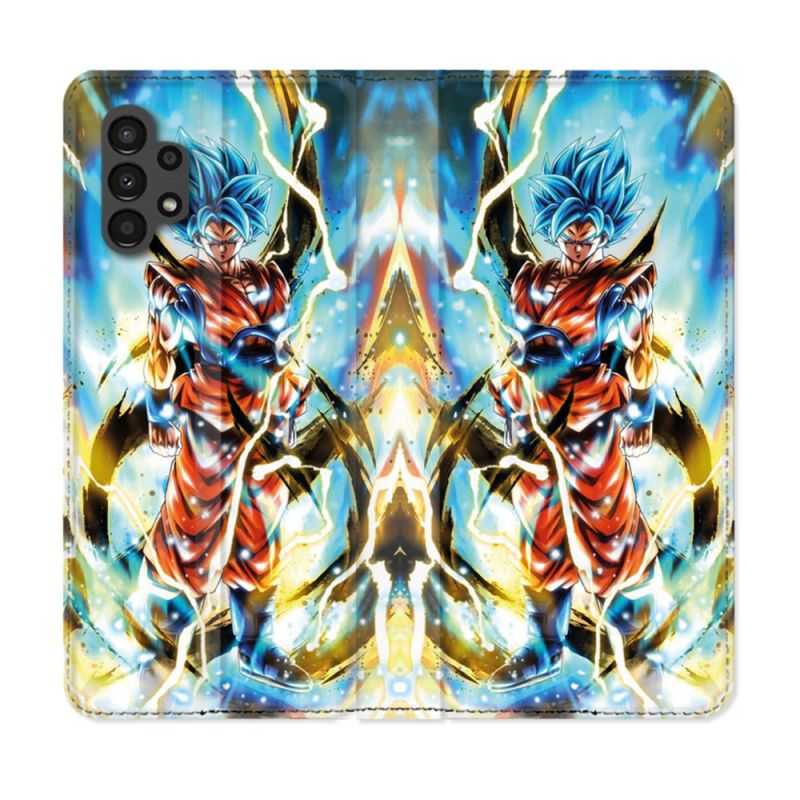 Housse Cuir Portefeuille pour Samsung Galaxy A13 4G Manga Dragon Ball Sangoku Blanc