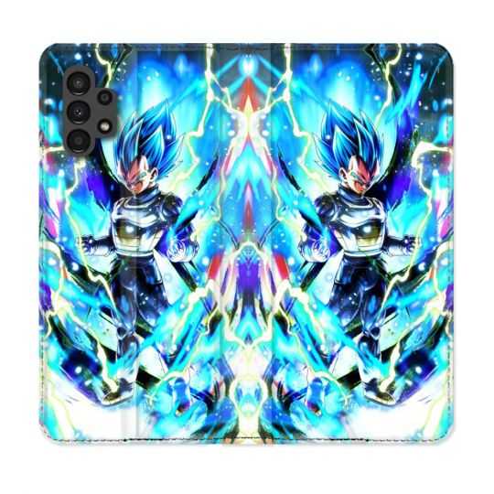 Housse Cuir Portefeuille pour Samsung Galaxy A13 4G Manga Dragon Ball Vegeta Bleu
