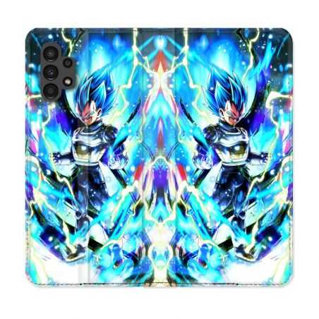Housse Cuir Portefeuille pour Samsung Galaxy A13 4G Manga Dragon Ball Vegeta Bleu
