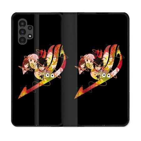 Housse Cuir Portefeuille pour Samsung Galaxy A13 4G Manga Fairy Tail Logo Noir