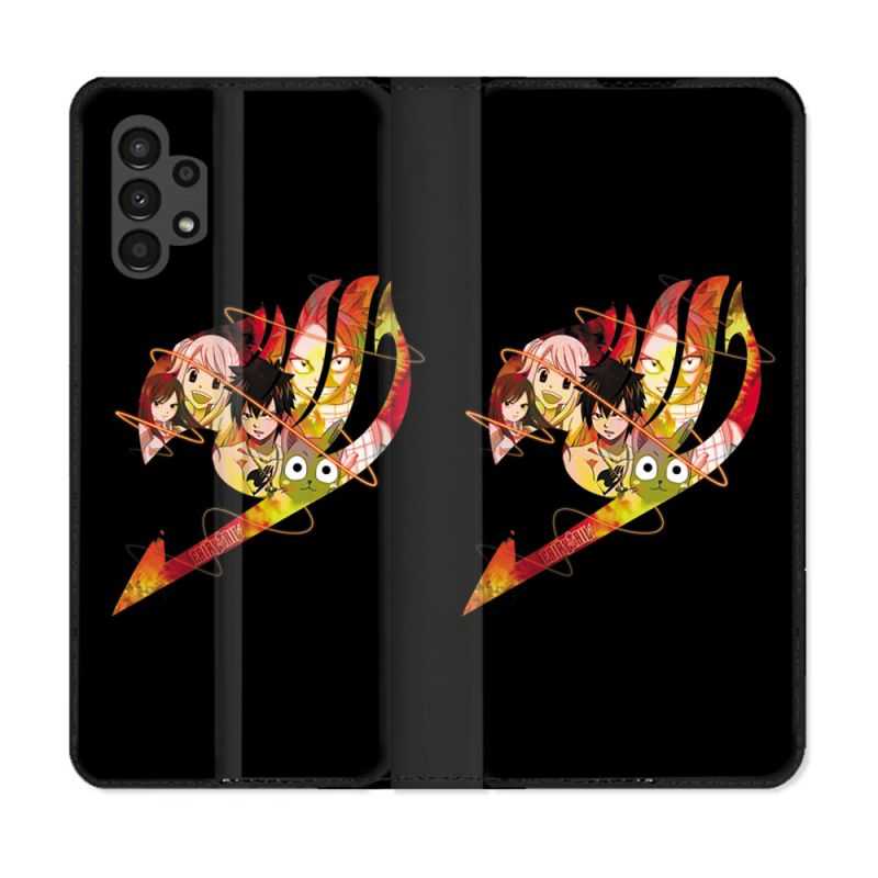 Housse Cuir Portefeuille pour Samsung Galaxy A13 4G Manga Fairy Tail Logo Noir
